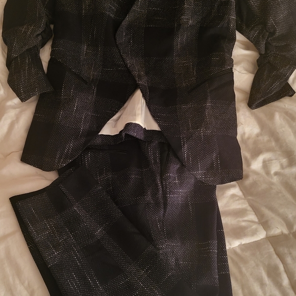 H&M coordinated set blazer & pants tartan black/off white size 8 nwot - Picture 2 of 16